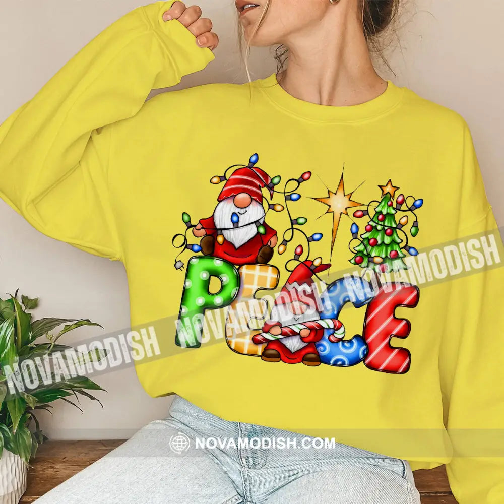 Unisex T-Shirt Gnoome Santa Christmas Tree Hoodie Gift For Long Sleeve / Yellow S T-Shirt