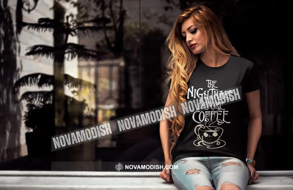 Unisex T-Shirt Halloween Nightmare Before Coffee T-Shirt Hoodie