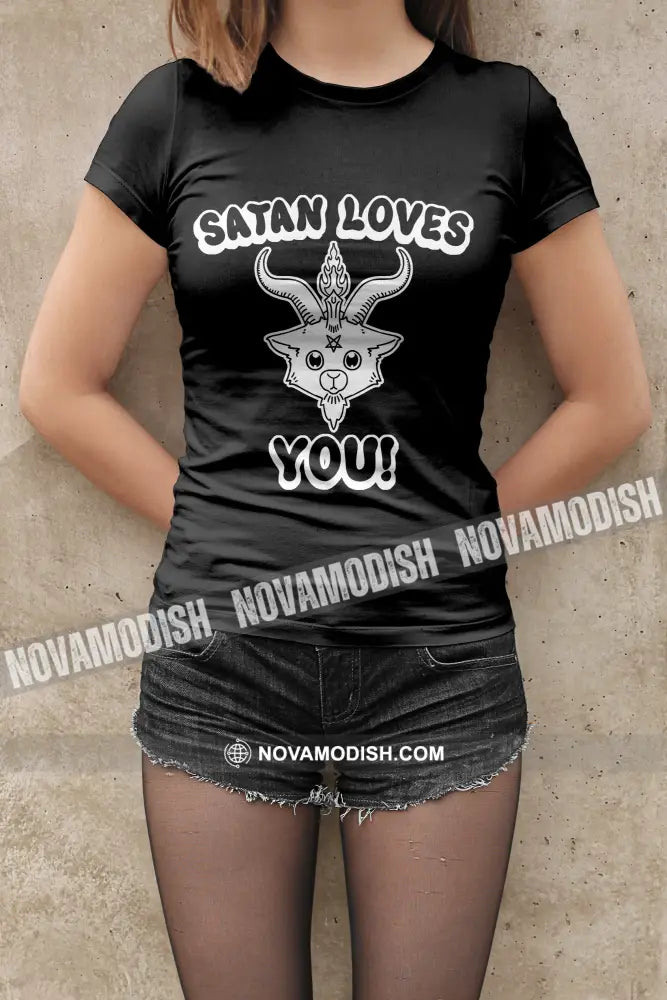 Unisex T-Shirt Halloween Satan Loves You T-Shirt Hoodie