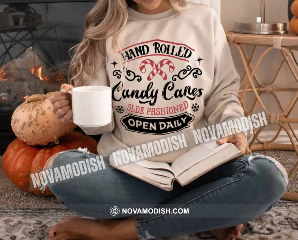 Unisex T-Shirt Hand Rolled Candy Canes Christmas Hoodie Gift For T-Shirt