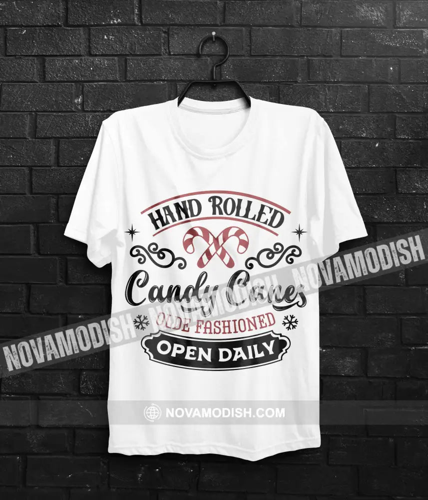 Unisex T-Shirt Hand Rolled Candy Canes Christmas Hoodie Gift For Classic Tee / White S T-Shirt