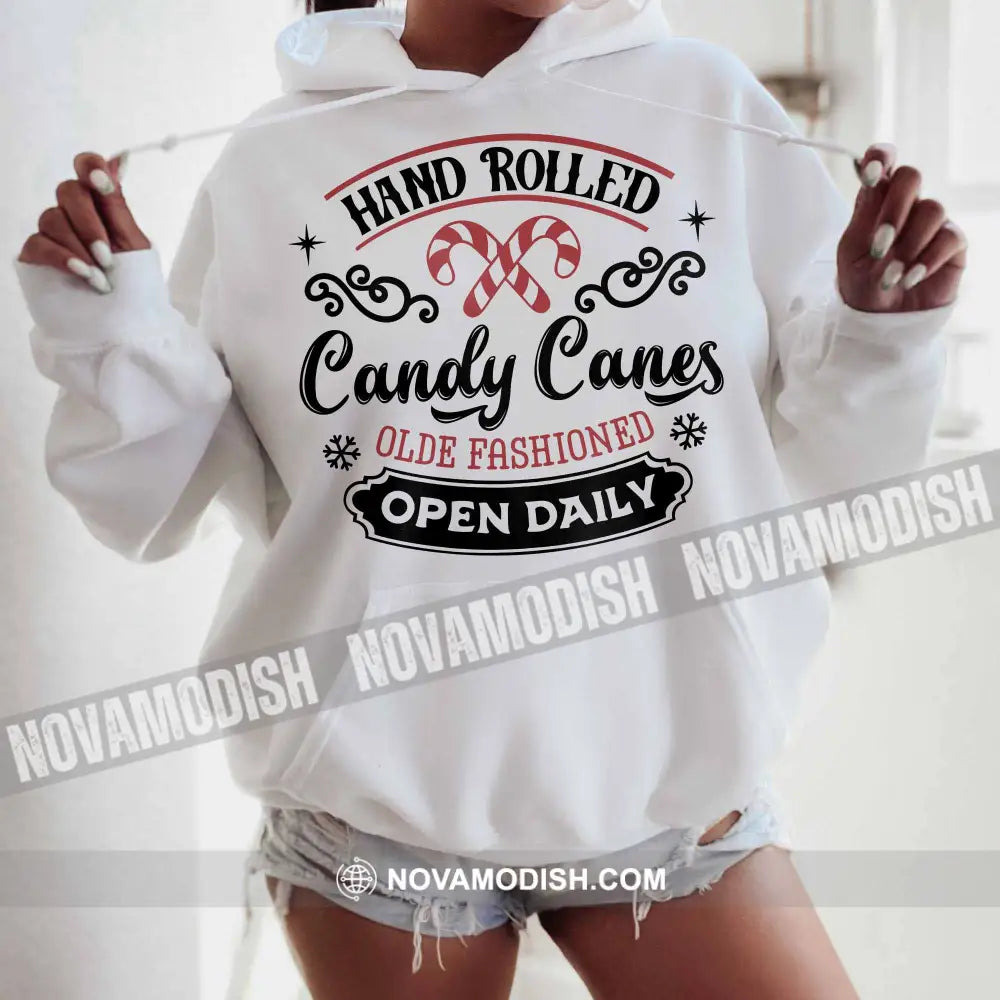 Unisex T-Shirt Hand Rolled Candy Canes Christmas Hoodie Gift For Hoodie / White S T-Shirt