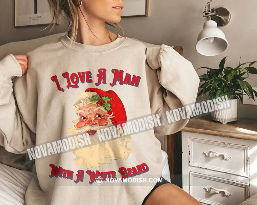 Unisex T-Shirt I Love A Man With White Beard Christmas Hoodie Gift For T-Shirt