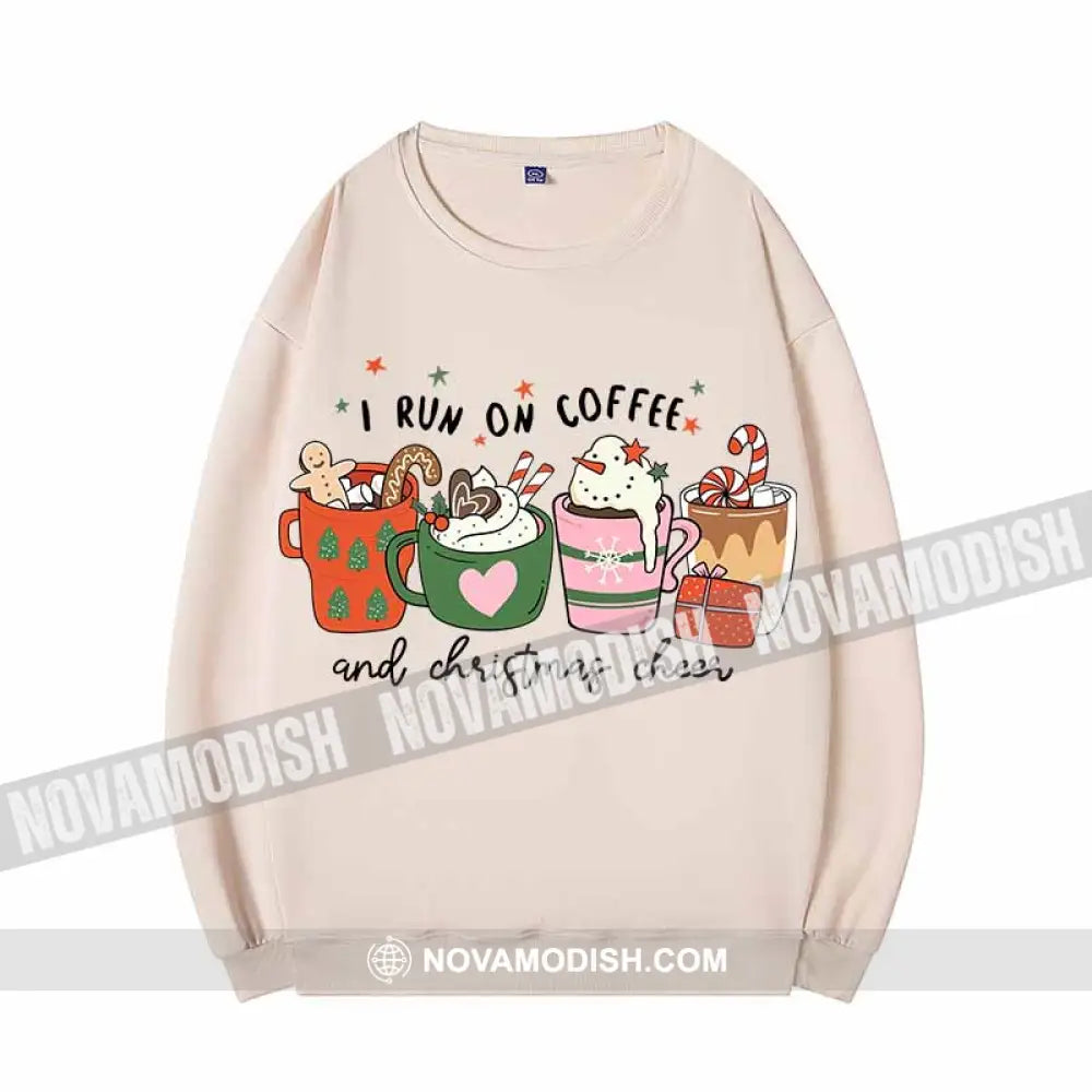 Unisex T-Shirt I Run On Coffee And Christmas Cheer Christmas Hoodie Gift For T-Shirt