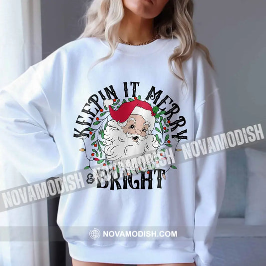 Unisex T-Shirt Keepin It Merry And Bright Christmas Hoodie Gift For T-Shirt