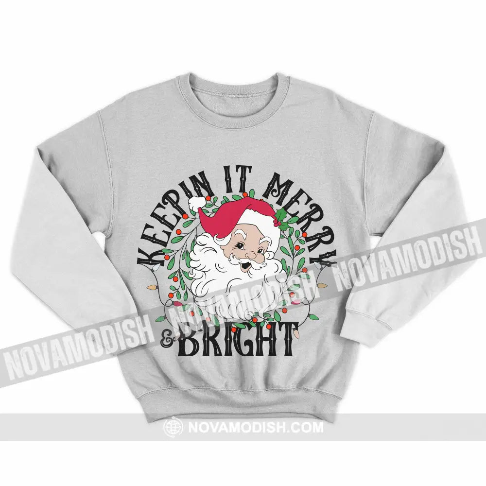 Unisex T-Shirt Keepin It Merry And Bright Christmas Hoodie Gift For T-Shirt