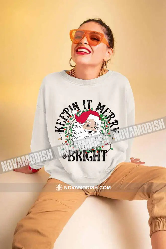 Unisex T-Shirt Keepin It Merry And Bright Christmas Hoodie Gift For T-Shirt