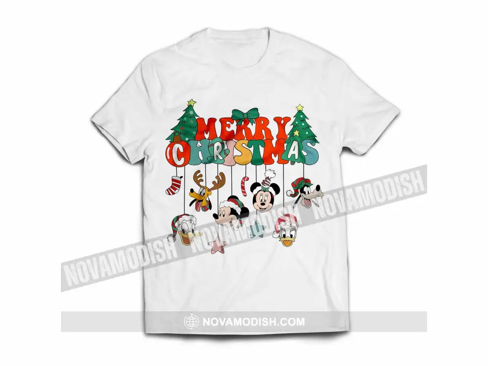 Unisex T-Shirt Merry Christmas Disney Friends Christmas Hoodie Gift For Classic Tee / White S