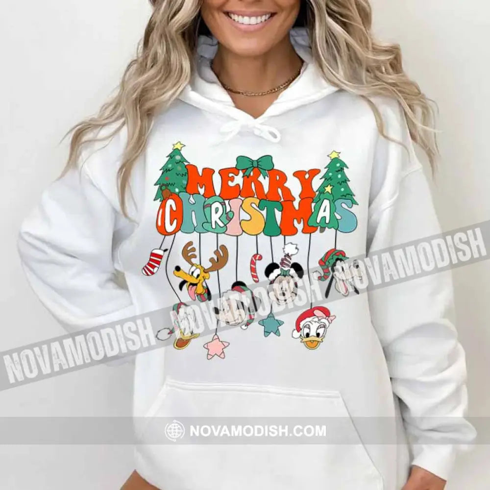 Unisex T-Shirt Merry Christmas Disney Friends Christmas Hoodie Gift For Hoodie / White S T-Shirt