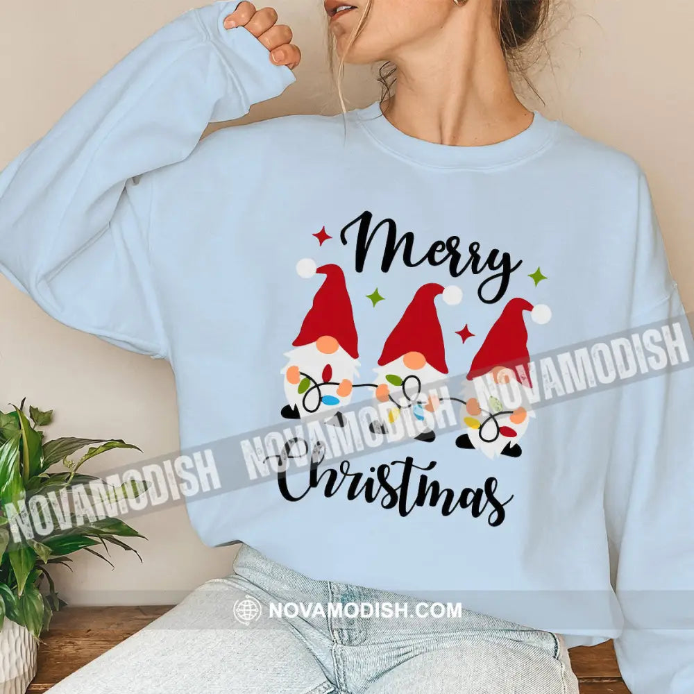 Unisex T-Shirt Merry Christmas Elf Hoodie Gift For Long Sleeve / Blue S T-Shirt