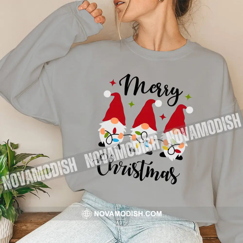 Unisex T-Shirt Merry Christmas Elf Hoodie Gift For Long Sleeve / Gray S T-Shirt