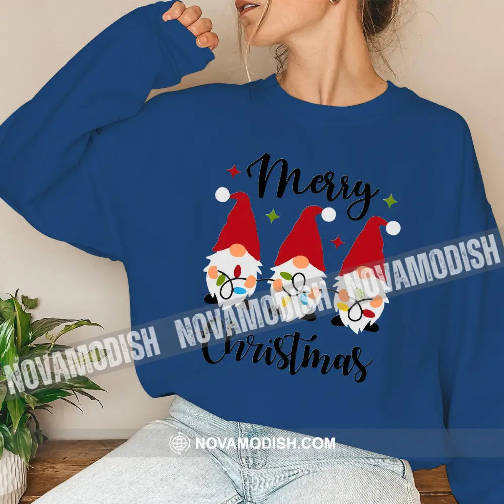 Unisex T-Shirt Merry Christmas Elf Hoodie Gift For Long Sleeve / Navy Blue S T-Shirt