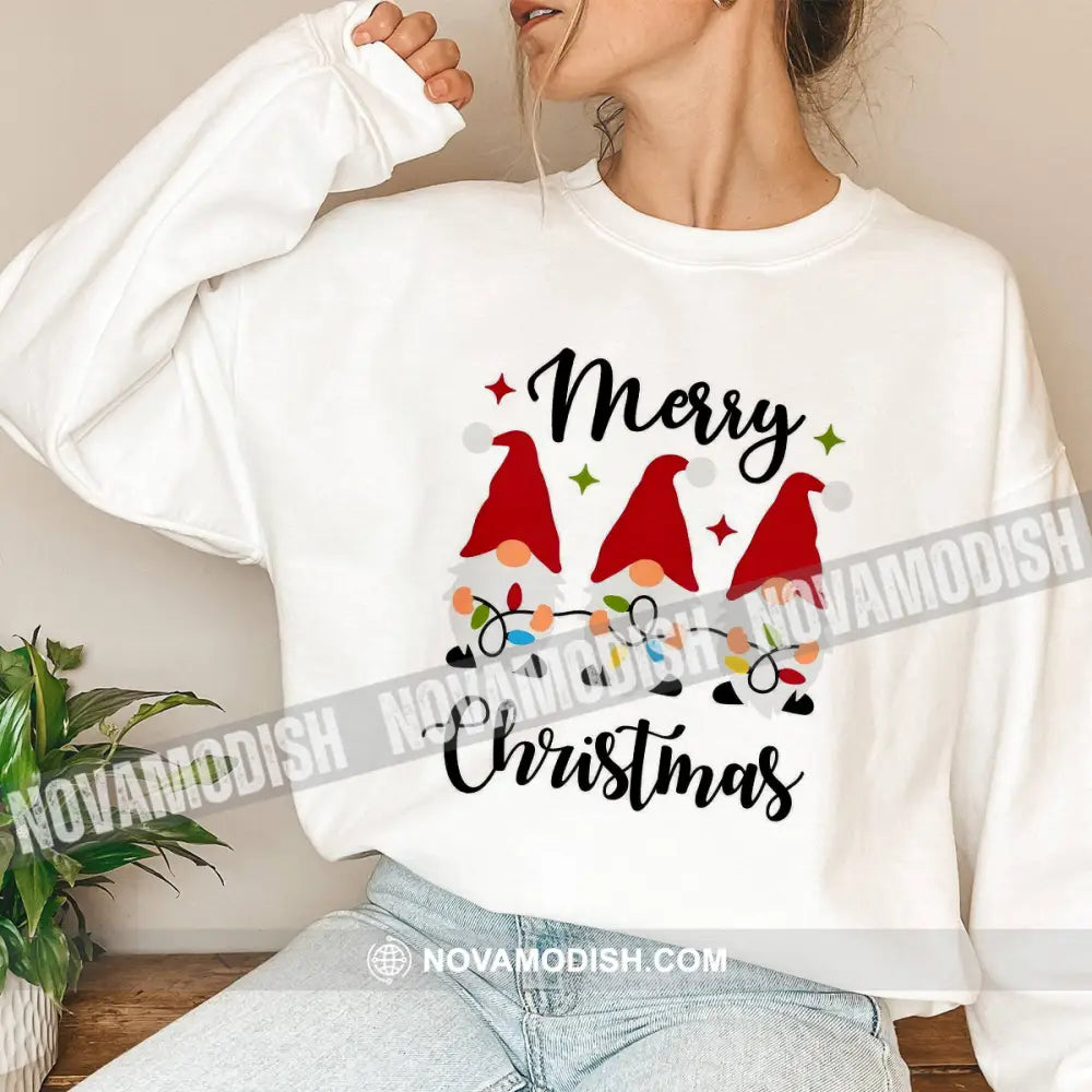 Unisex T-Shirt Merry Christmas Elf Hoodie Gift For Long Sleeve / White S T-Shirt