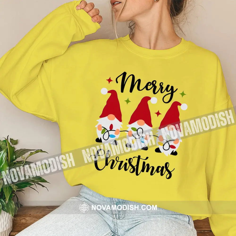 Unisex T-Shirt Merry Christmas Elf Hoodie Gift For Long Sleeve / Yellow S T-Shirt