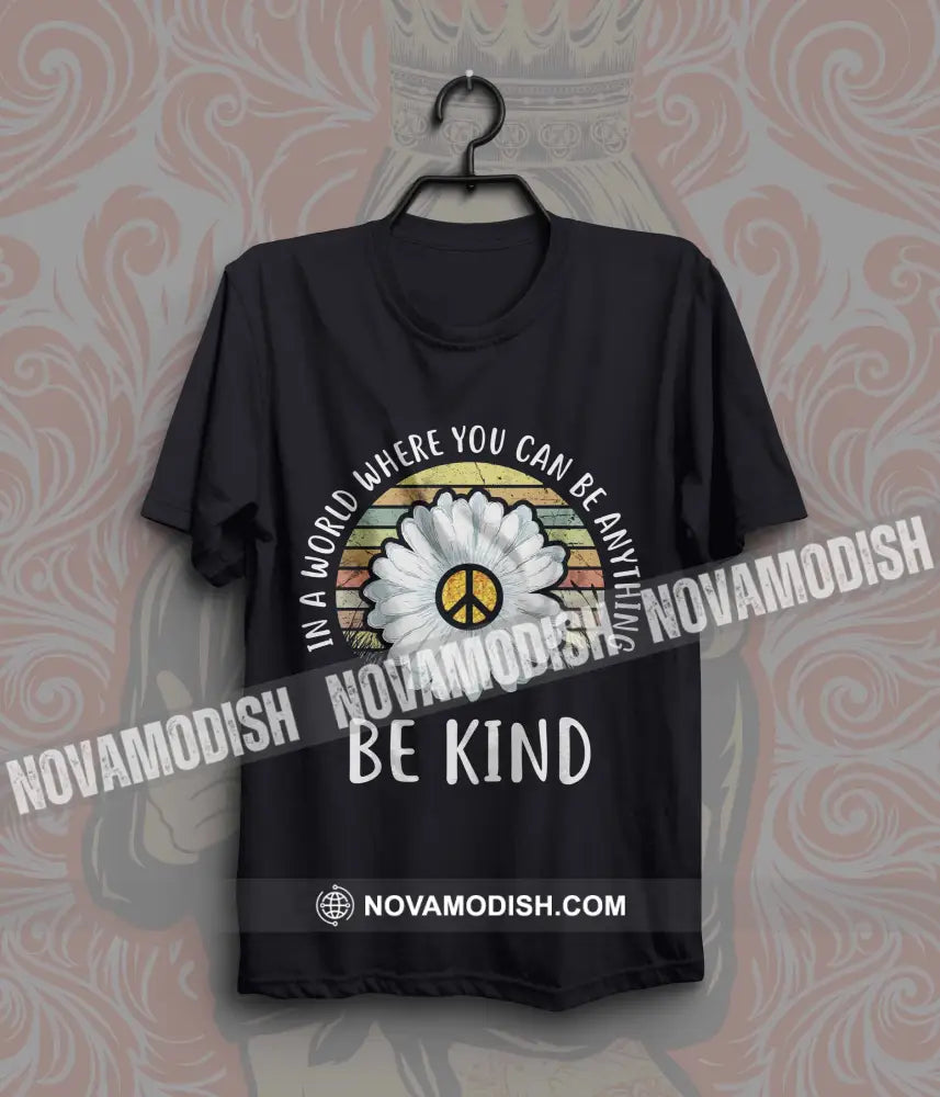 Unisex T-Shirt Peace And Love Be Kind Peace No War Shirt Apparel Classic Tee / Black S T-Shirt