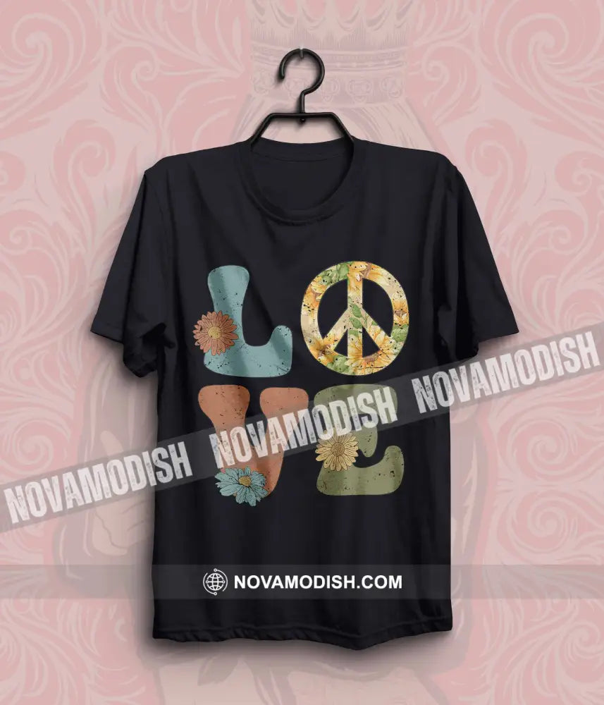 Unisex T-Shirt Peace And Love Sign Classic Peace No War Shirt Apparel Tee / Black S T-Shirt