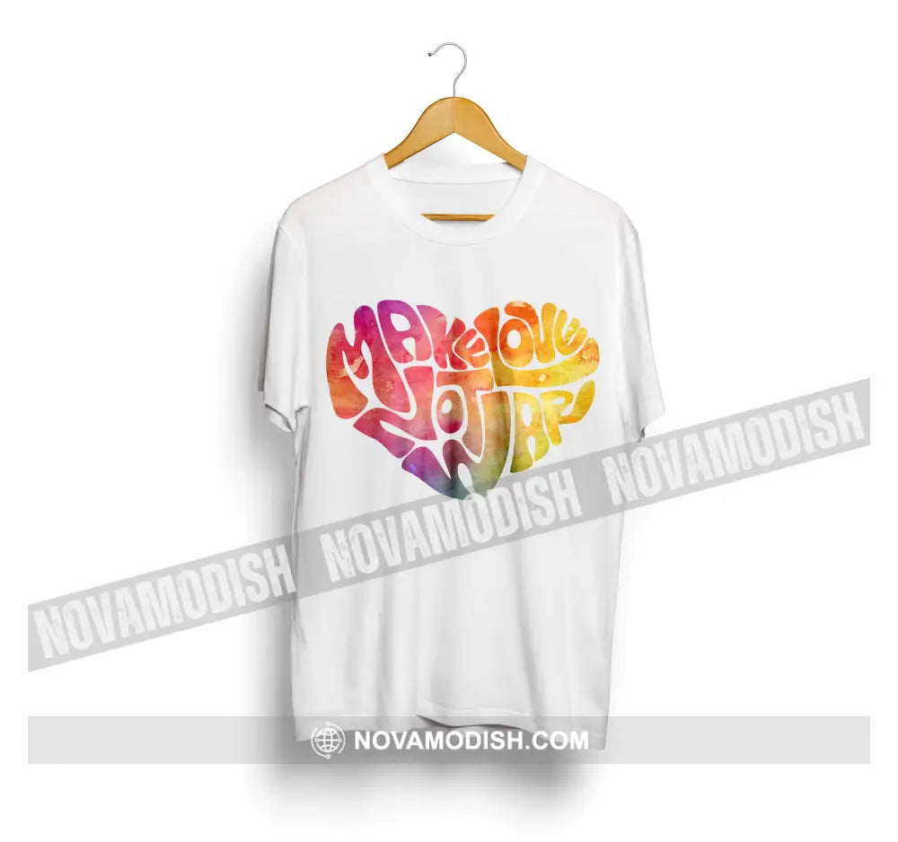 Unisex T-Shirt Peace And Love Sign Classic Peace No War Shirt Apparel Tee / White S T-Shirt