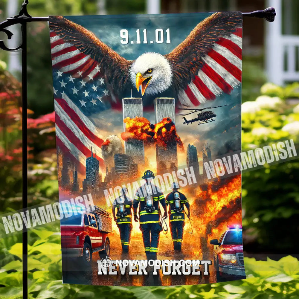 United States Flag Fireman 911 Memorial - Never Forget American 12×18 Inch / 30X45 Cm Packing: