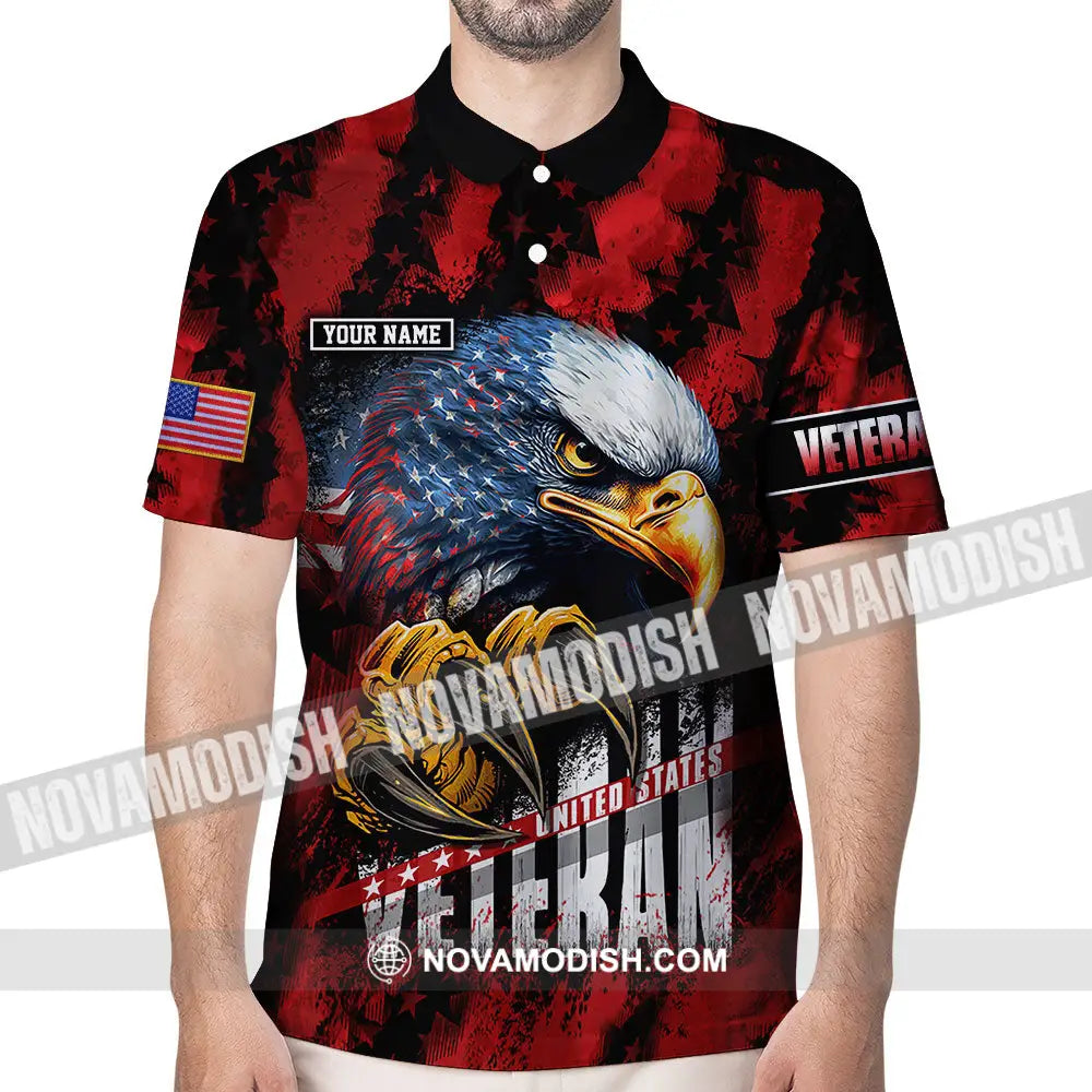 United States Veteran Customized Text Polo Shirt Gift For Veterans Apparel