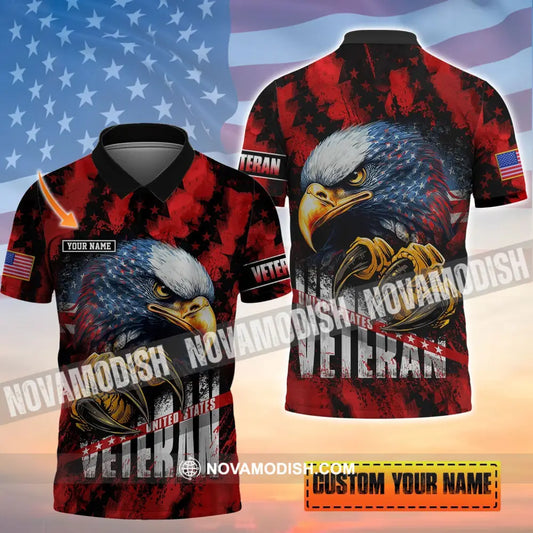 United States Veteran Customized Text Polo Shirt Gift For Veterans / S Apparel