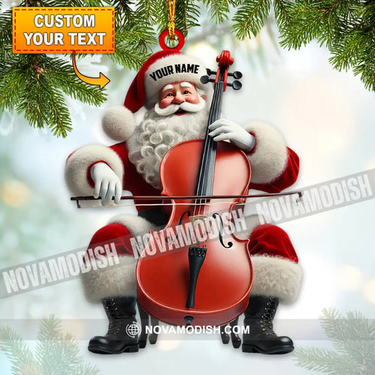 Upright Bass Santa Home Decor Christmas Ornament Personalized 3.54’’ / 1