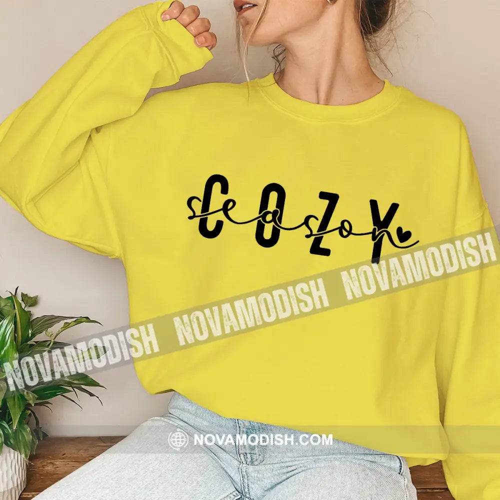 Woman Shirt Cozy Season Christmas Long Sleeve Sweater Gift For / Yellow S T-Shirt