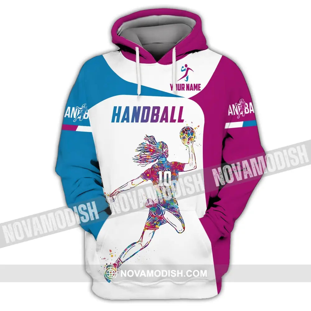 Woman Shirt Custom Name And Number Handball Polo Long Sleeve Club Uniform Lover Gift Hoodie / S