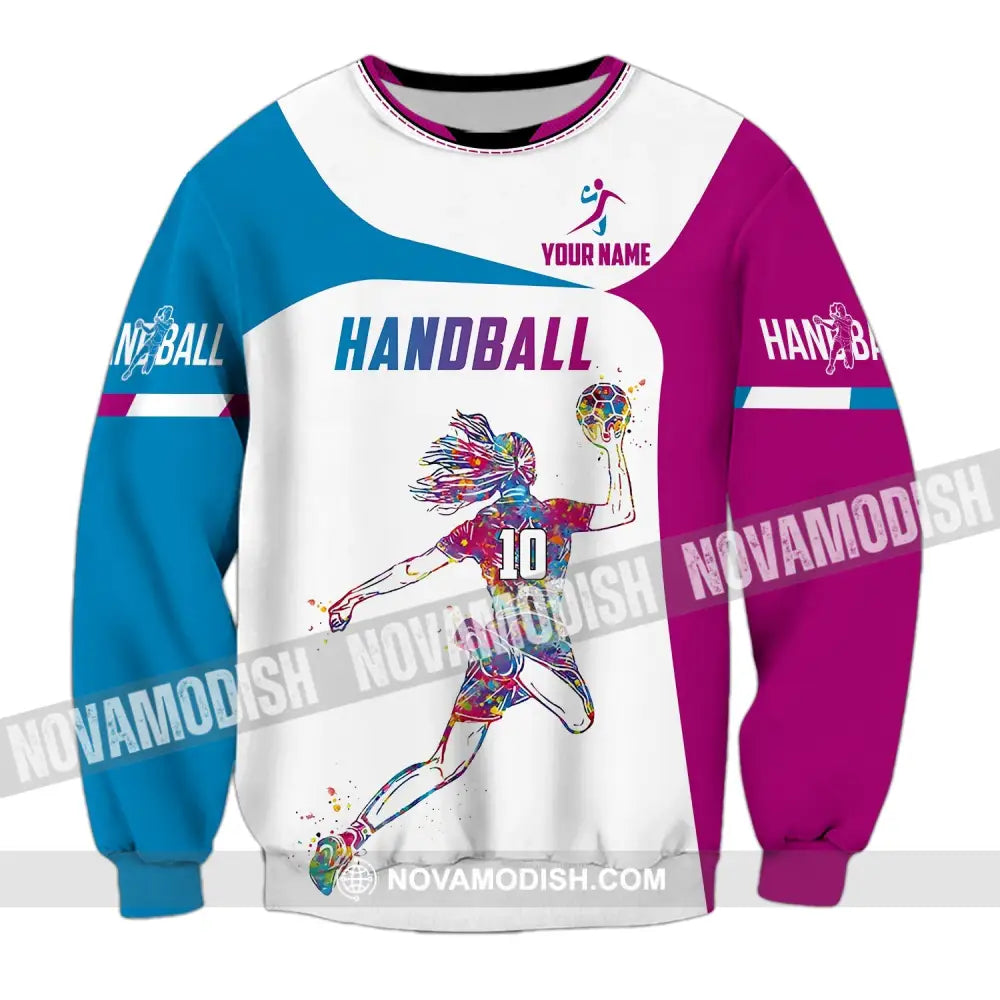 Woman Shirt Custom Name And Number Handball Polo Long Sleeve Club Uniform Lover Gift / S T-Shirt