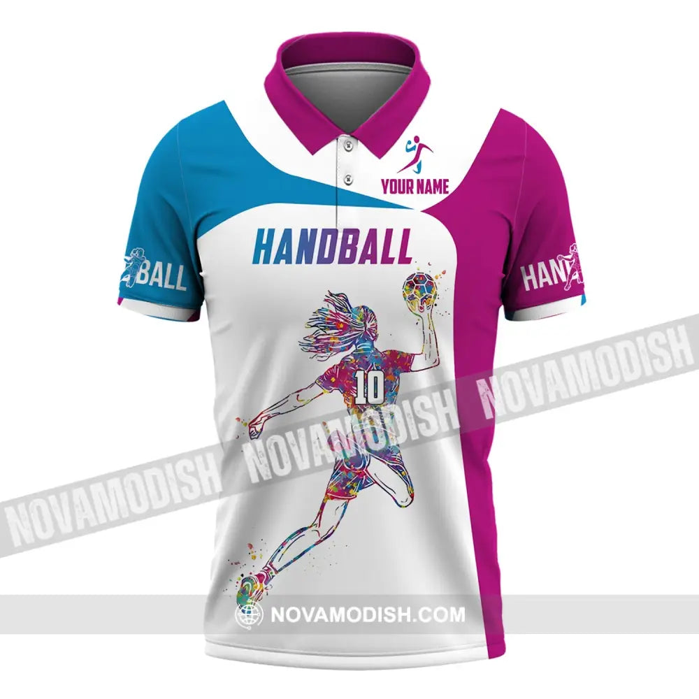 Woman Shirt Custom Name And Number Handball Polo Long Sleeve Club Uniform Lover Gift / S T-Shirt