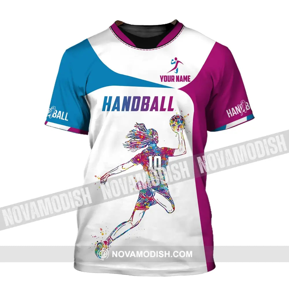 Woman Shirt Custom Name And Number Handball Polo Long Sleeve Club Uniform Lover Gift T-Shirt / S