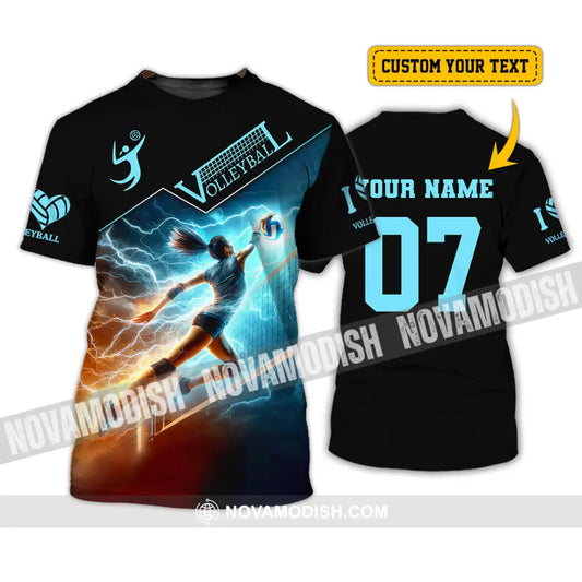 Woman Shirt Custom Name And Number Volleyball Football T-Shirt Hoodie Long Sleeve Gift For Lovers