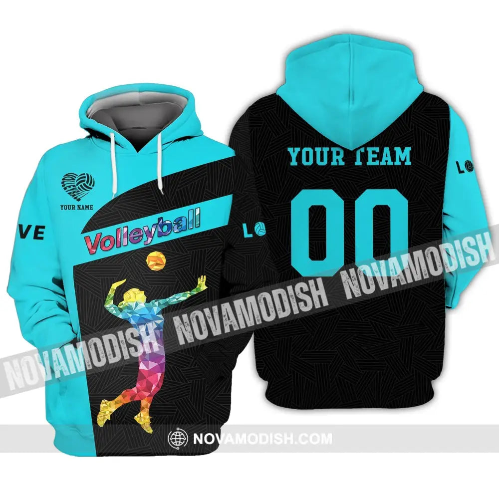 Woman Shirt Custom Name And Number Volleyball Hoodie T-Shirt For Team Gift Players / S