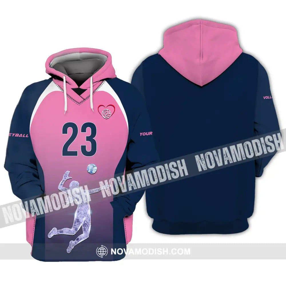 Woman Shirt Custom Name And Number Volleyball Hoodie Team T-Shirt Gift For Players / S