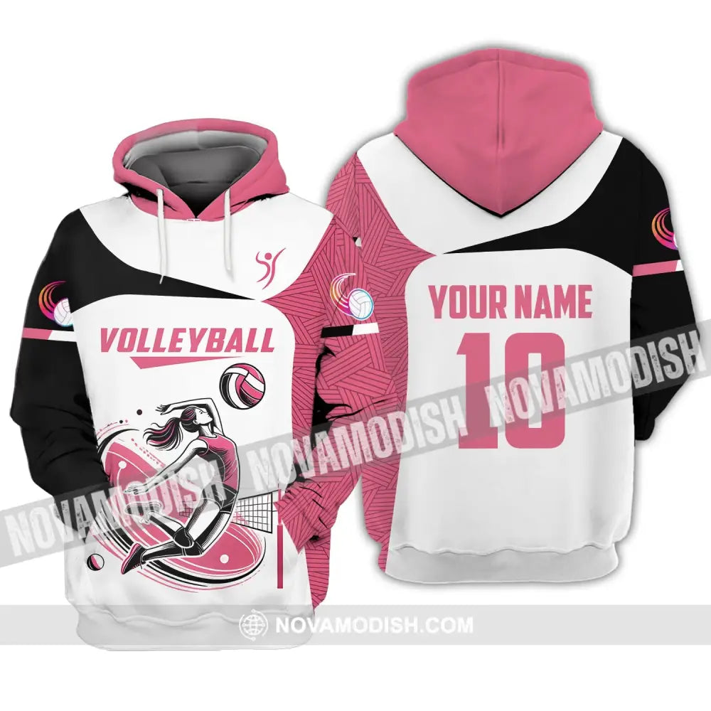 Woman Shirt Custom Name And Number Volleyball Polo Long Sleeve Club Uniform Lover Gift Hoodie / S