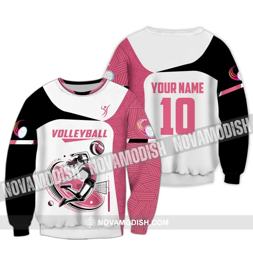 Woman Shirt Custom Name And Number Volleyball Polo Long Sleeve Club Uniform Lover Gift / S T-Shirt