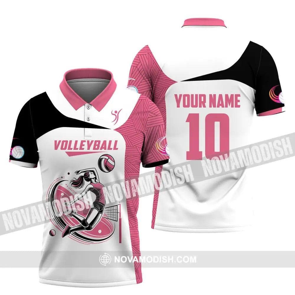 Woman Shirt Custom Name And Number Volleyball Polo Long Sleeve Club Uniform Lover Gift / S T-Shirt