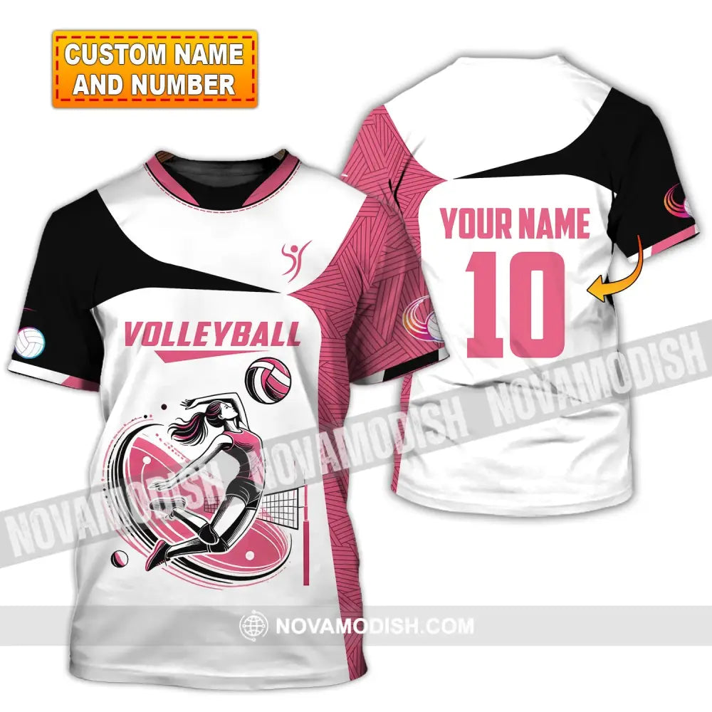 Woman Shirt Custom Name And Number Volleyball Polo Long Sleeve Club Uniform Lover Gift T-Shirt