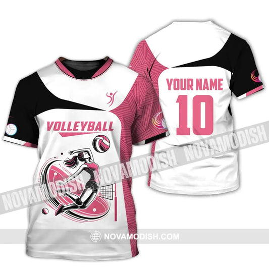 Woman Shirt Custom Name And Number Volleyball Polo Long Sleeve Club Uniform Lover Gift T-Shirt / S