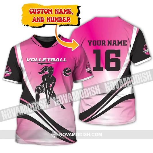 Woman Shirt Custom Name And Number Volleyball T-Shirt For Club Gift Players