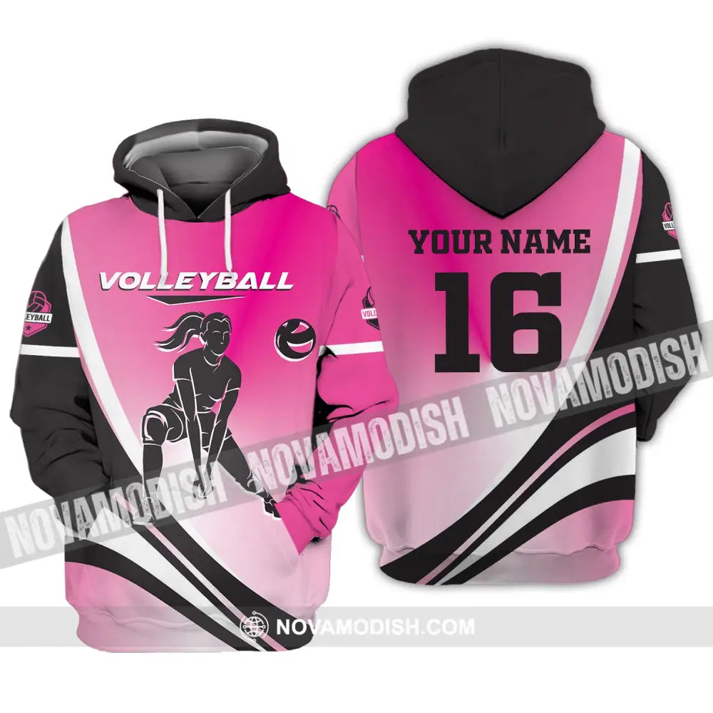 Woman Shirt Custom Name And Number Volleyball T-Shirt For Club Gift Players Hoodie / S