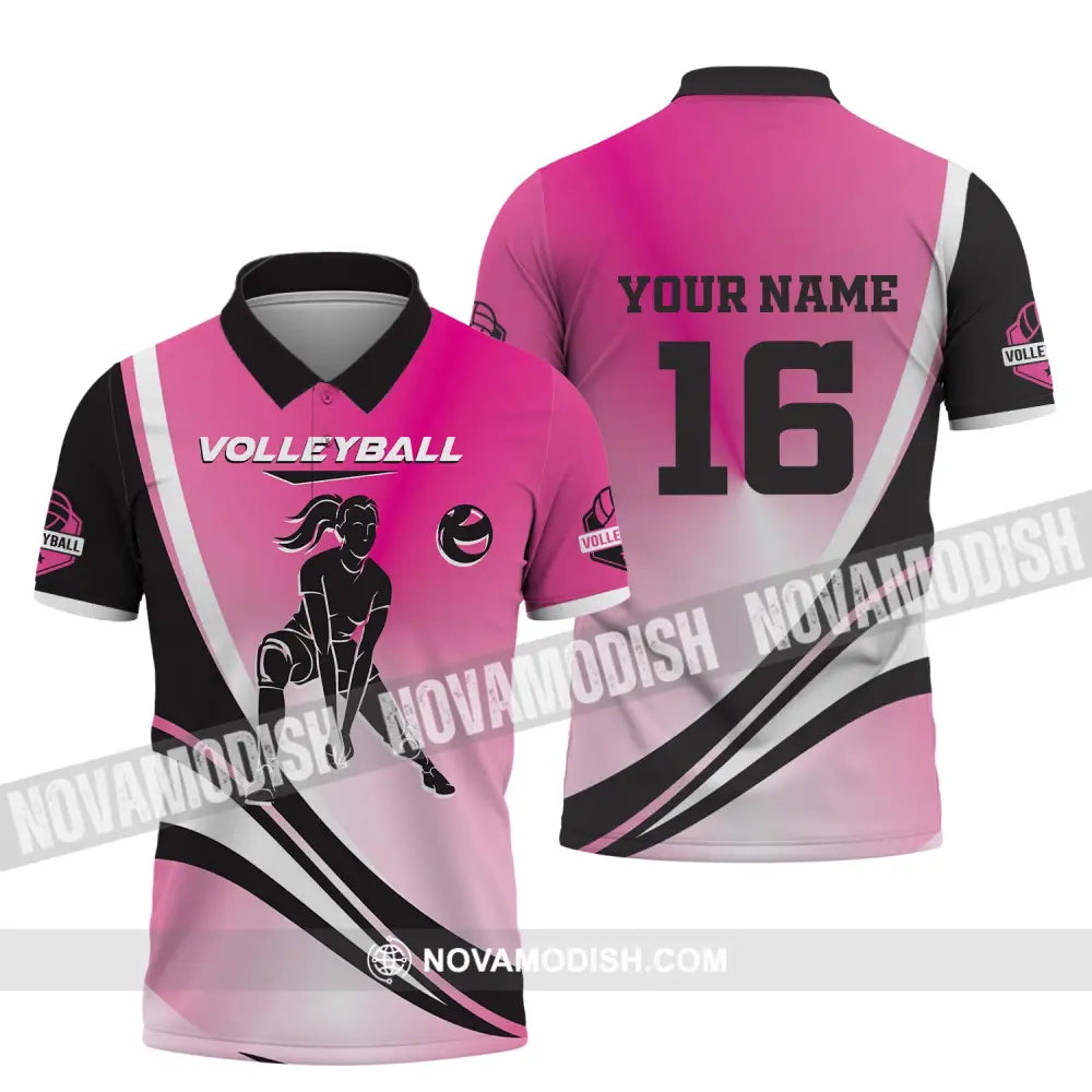 Woman Shirt Custom Name And Number Volleyball T-Shirt For Club Gift Players Polo / S