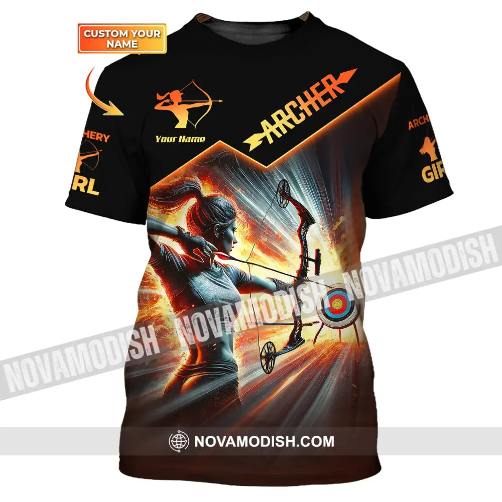 Woman Shirt Custom Name Archer Archery Girl For Lovers T-Shirt