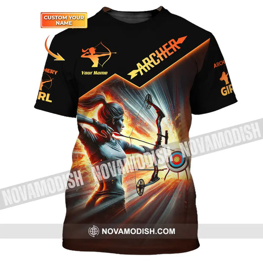 Woman Shirt Custom Name Archer Archery Girl For Lovers T-Shirt