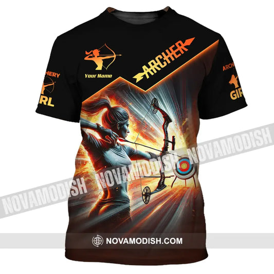 Woman Shirt Custom Name Archer Archery Girl For Lovers T-Shirt / S