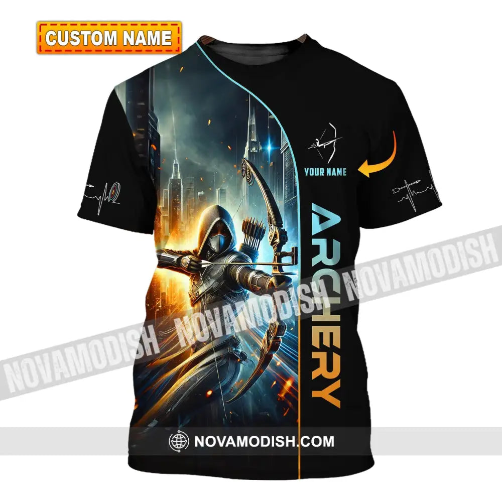 Woman Shirt Custom Name Archer Archery Polo Long Sleeve Gift T-Shirt