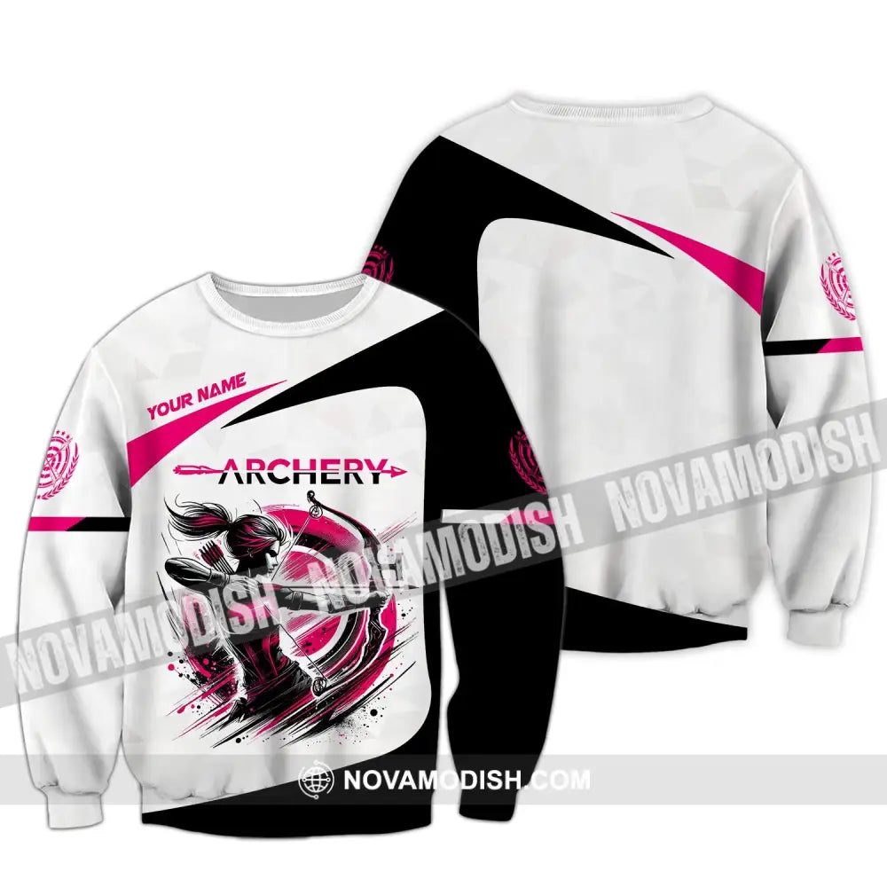 Woman Shirt Custom Name Archer Archery Team Uniform Gift Long Sleeve / S T-Shirt