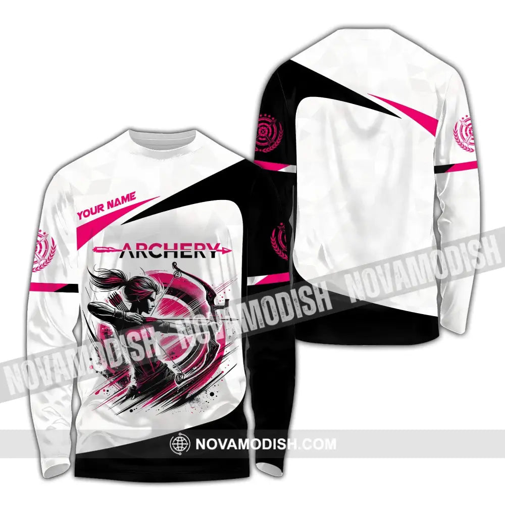 Woman Shirt Custom Name Archer Archery Team Uniform Gift Long Sleeve / S T-Shirt