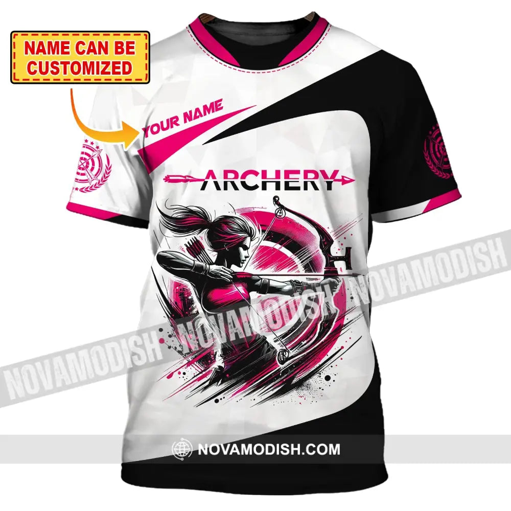 Woman Shirt Custom Name Archer Archery Team Uniform Gift T-Shirt