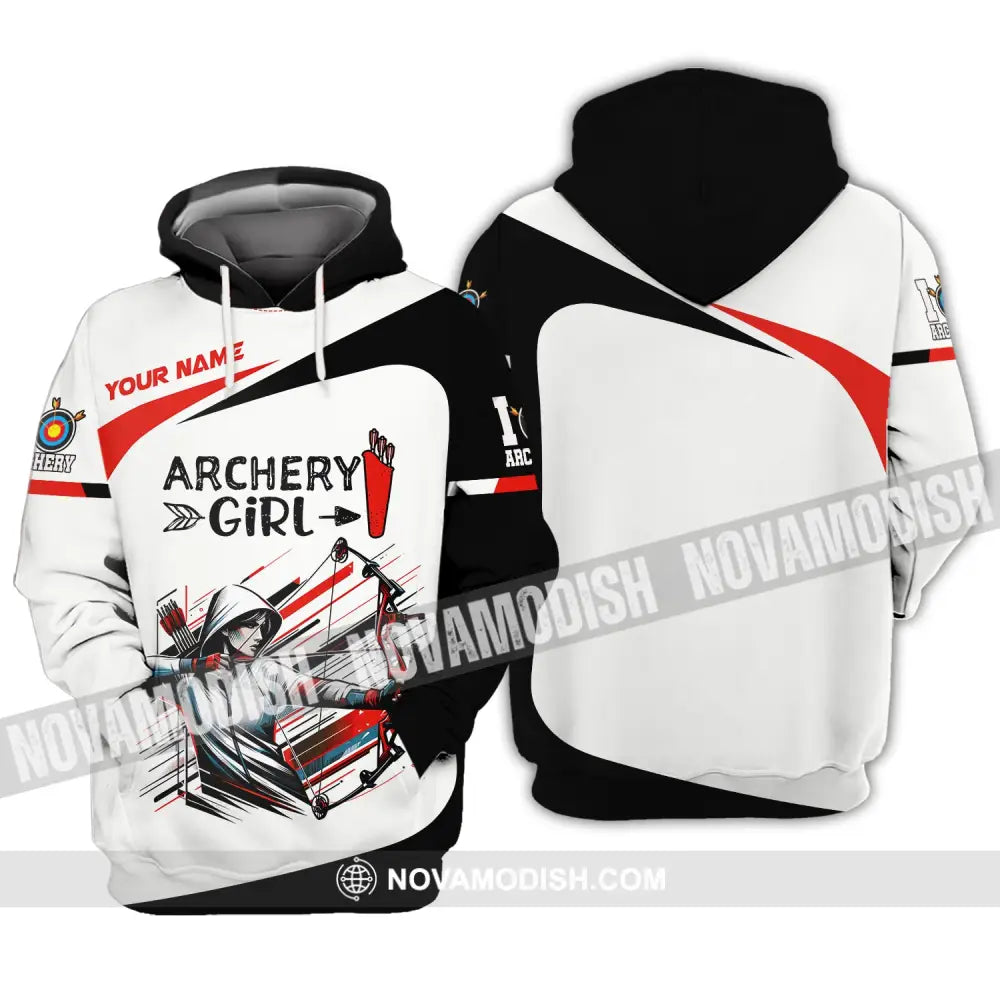 Woman Shirt Custom Name Archery Girl For Lovers Hoodie / S T-Shirt