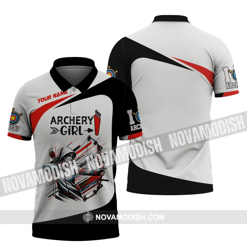 Woman Shirt Custom Name Archery Girl For Lovers Polo / S T-Shirt